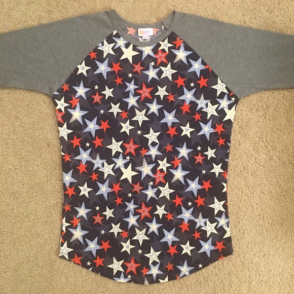 LuLaRoe Randy Tee Small Americana with Stars - Picture 2 of 8